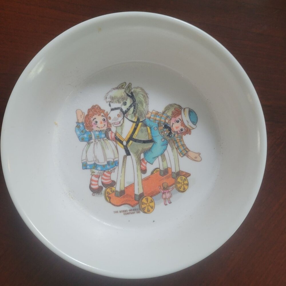 Vintage Oneida Deluxe Raggedy Ann & Andy Ceramic Bowl 7 Inches